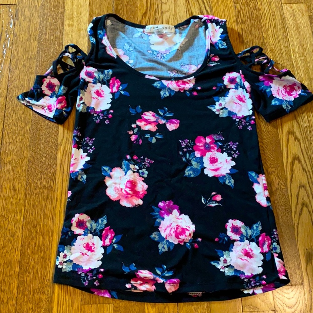 Black Floral Off the Shoulder Top